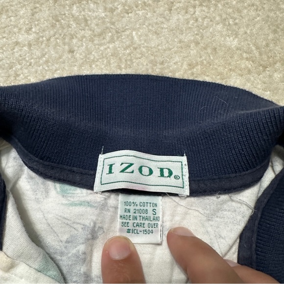 Vintage Izod Men's Small All Over Print Sailboat Polo Shirt Abstract AOP Green - Picture 5 of 8